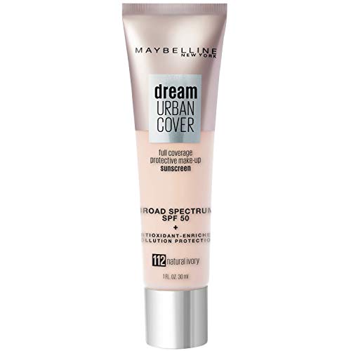Maybelline Dream Urban Cover Flawless Coverage Foundation Makeup, SPF 50, Natural Ivory Maybelline New York