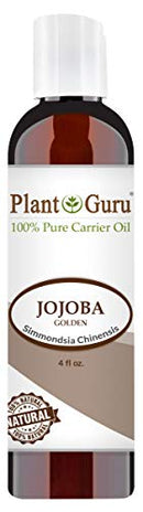 Jojoba Oil 4 oz Cold Pressed Carrier 100% Pure Natural For Skin, Body, Face, and Hair Growth Moisturizer. Great For Creams, Lotions, Lip balm and Soap Making Plant Guru
