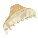 Parcelona French Narrow Thin Ivory Beige Medium 3 1/2" Cellulose Acetate Made in France Interlocking Teeth Covered Spring Hair Claw Clip Clamp Clutcher for Women and Girls Parcelona