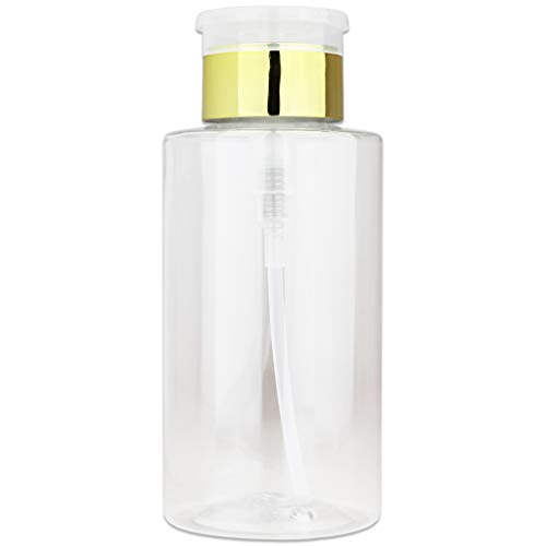 PANA Brand Liquid Push Down Pump Dispenser Empty Bottle with Flip Top Cap (10 Ounce - 1 Bottle, Gold) PANA