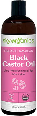 Organic Jamaican Black Castor Oil by Sky Organics (8 oz) USDA Organic 100% Pure Roasted Castor Oil Moisturizing Oil for Hair and Skin Oil Treatment Castor Oil Hair Mask Natural Skin Moisturizer Sky Organics Store