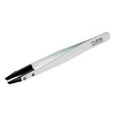 Rubis Classic Techno Stainless Steel Tweezers for Precise Eyebrows and Hair Removal, Slanted Polymer Tips, Made in Switzerland, White Rubis