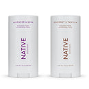 Native Deodorant | Natural Deodorant for Women and Men, Aluminum Free with Baking Soda, Probiotics, Coconut Oil and Shea Butter | Coconut & Vanilla and Lavender & Rose - Variety Pack of 2 Native