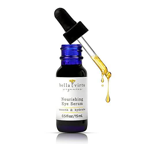 Bella Virtu Organics, Nourishing Eye Serum, for Dark Circles and Puffiness, USDA Organic, with Rosehip Oil, Eye bag reducer, Anti-Aging, Anti-Wrinkle, Fine lines, Crows feet (0.5oz/15ml) Bella Virtu™ Organics