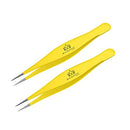 Surgical Tweezers for Ingrown Hair - Precision Sharp Needle Nose Pointed Tweezers for Splinters, Ticks & Glass Removal - Best for Eyebrow Hair, Facial Hair Removal (Yellow) Majestic Bombay