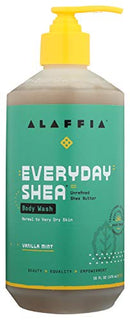 Alaffia Everyday Shea Body Wash - Naturally Helps Moisturize and Cleanse Without Stripping Natural Oils with Shea Butter, Neem, and Coconut Oil, Fair Trade, Vanilla Mint, 16 Fl Oz Alaffia