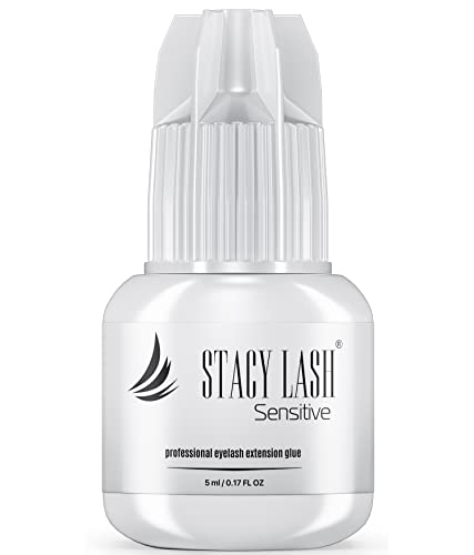 Sensitive Eyelash Extension Glue Stacy Lash 0.17fl.oz/5ml /Low Fume/ 5 Sec Drying time/Retention -5 Weeks/Professional Use Only Black Adhesive for Individual Semi-Permanent Eyelash Extensions STACY LASH