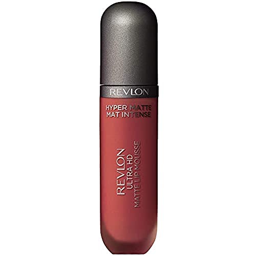 REVLON Ultra HD Lip Mousse Hyper Matte, Longwearing Creamy Liquid Lipstick in Plum / Berry, Spice (825), 0.2 oz REVLON