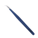 Tweezers for Eyelash Extension - Long 45° Angular Tip Tweezers - Hand Crafted Surgical Stainless Steel Precision Tweezers (Metallic Blue Powder Coated 1) metaleks