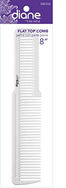Diane Flat Top Comb, White, 12 Count, Detangler, hair brush, wide handle, medium teeth, professonial, salon, barber, wavy hair, long hair, straight hair, adults and kids, boys and girls Diane