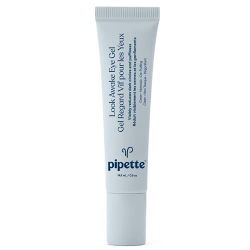 Pipette Look Awake Eye Gel | Puffiness, Wrinkles, Dark Circles under Eye Treatment for Women | Unique Peptide Formula with Moisturizing Squalane | Hypoallergenic | 0.5 Fl oz Pipette