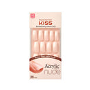KISS Salon Acrylic French Nail Manicure Set, Medium Length, Nude, Square, “ Leilani”, Nail Kit Includes Pink Gel Nail Glue (Net Wt. 2 g / 0.07oz.), Mini File, Manicure Stick, and 28 Fake Nails KISS