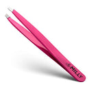 Slant Tweezers - Stainless Steel - Perfectly Aligned and Hand-Filed Slanted Tips for Ultra Precision - Tweezers for Eyebrows - Precision Tweezers - Effortless Plucking - Professional Tweezers - Pink By MILLY