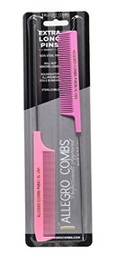 Allegro Combs XL Pintail Rat Tail Combs Parting Combs Metal Tail Foiling Combs Pin Combs 2 Pc. (PINK) Allegro Combs