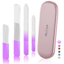 Glass Nail File and Nail Shiner, 4PC Crystal Nail File and Nano Glass Nail Buffer, Premium Set with Case, Professional Manicure Tool Fingernail Czech File for Natural Nail, Gift for Women and Girls HealPure