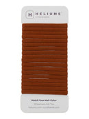 Dark Ginger Skinny Seamless 6mm Medium Hold Soft Nylon Fabric Rolled Ponytail Holders for Redheads- 18 Hair Ties Heliums