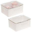 mDesign Plastic Cosmetic Storage Organizer Box Containers with Hinged Lid for Bedroom, Bathroom Vanity Shelf or Cabinet, Holds Masks, Palettes, Lotion, Astringents, or Nail Polish, 2 Pack, Cream/Clear mDesign