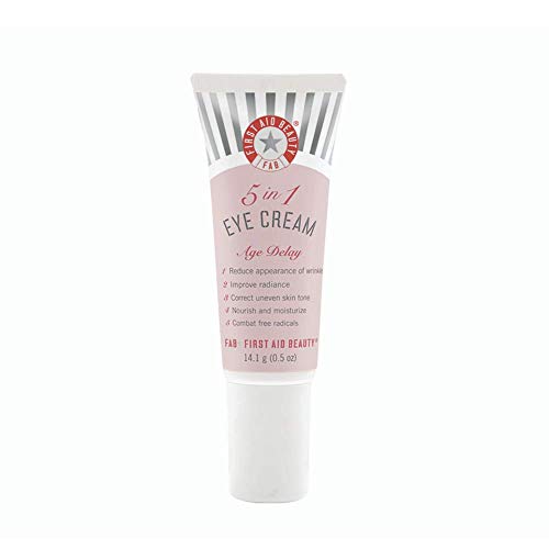 First Aid Beauty 5 in 1 Eye Cream: Multi Action Anti Aging Eye Cream for Dry Sensitive Skin. Great for All Skin Types. (0.5 Ounce) First Aid Beauty