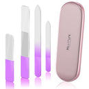 Glass Nail File and Nail Shiner, 4PC Crystal Nail File and Nano Glass Nail Buffer, Premium Set with Case, Professional Manicure Tool Fingernail Czech File for Natural Nail, Gift for Women and Girls HealPure