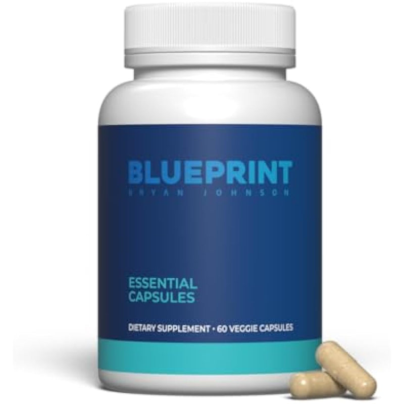 Blueprint Bryan Johnson Essential Capsules - Daily Multivitamin/Multimineral for Women and Men - Antioxidant Supplement with Calcium, Vitamin B1, Vitamin D, and Zinc - Vegan and Non GMO (30 Servings) Infinity Warehouse