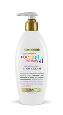OGX Extra Creamy + Coconut Miracle Oil Hand-to-Heel Body Cream with Vanilla Bean, Fast-Absorbing Body Lotion for Dry Skin, Paraben-Free and Sulfated-Surfactants Free, 6 fl oz OGX