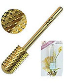 USA Beauticom Pana Brand Professional Large Smooth Round Top Dome Barrel Carbide Bit 3/32" & 1/8" Shank Size (Available Grit: F, M, C, XC, XXC) (XC (Extra Coarse) 3/32", Gold Color) PANA