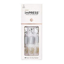 KISS imPRESS Press-On Manicure, Nail Kit, PureFit Technology, Short Press-On Nails, Square, Knock Out, Includes Prep Pad, Mini File, Cuticle Stick, and 30 Fake Nails KISS