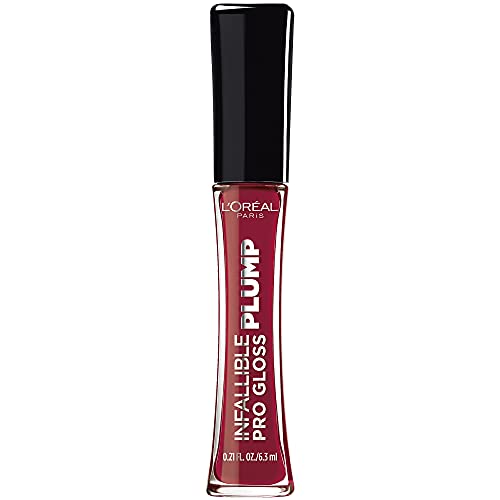 L'Oreal Paris Infallible Pro Gloss Plump Lip Gloss with Hyaluronic Acid, Long Lasting Plumping Shine, Lips Look Instantly Fuller and More Plump, Ruby Sheen, 0.21 fl. oz. L'Oreal Paris