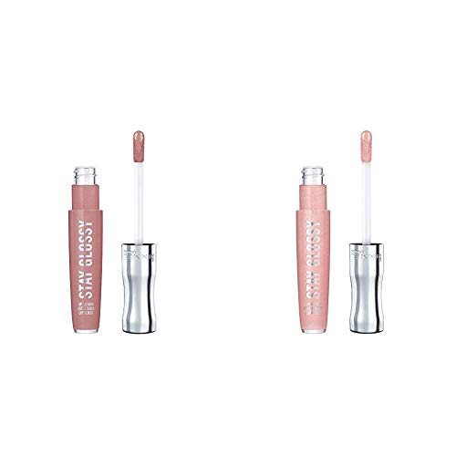 Rimmel Stay Glossy Lipgloss, Blushing Belgraves, 0.18 Fl Oz (Pack of 1) & Rimmel Stay Glossy Lipgloss, Dorchester Rose, 0.18 Fl Oz (Pack of 1) Rimmel