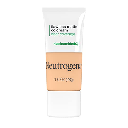 Neutrogena Clear Full Coverage Flawless Matte CC Cream, Face Makeup with Niacinamide (b3), Oil/Fragrance/Paraben & Phthalate Free, Porcelain 2.0, 1 Fl Oz Neutrogena