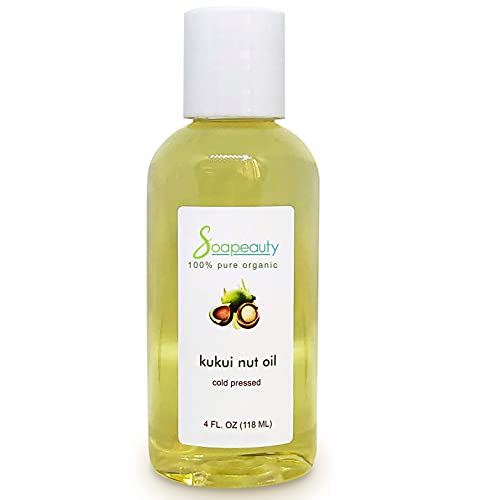 KUKUI NUT OIL Organic Cold Pressed Unrefined | 100% Natural Available in Bulk | Carrier for Essential Oils, Face, Skin, Hair Moisturizer, Soap Making | Sizes 2OZ to 7 LBS | (4 OZ) Soapeauty