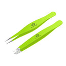Stainless Steel Set Slant Tip + Surgical Tweezer for Ingrown Hair. Precision Sharp Needle Nose Pointed Tweezers for Splinters,Ticks & Glass Removal-Best for Eyebrow Hair, Facial Hair Removal (Green) Majestic Bombay