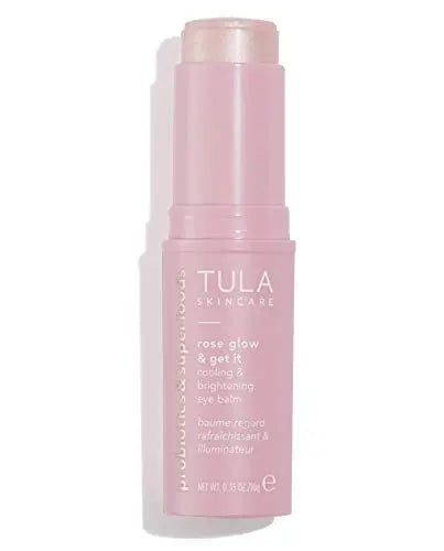 TULA Skin Care Rose Glow & Get It Cooling & Brightening Eye Balm | Dark Circle Under Eye Treatment, Instantly Hydrate and Brighten Undereye Area, Perfect to Use On-the-go | 0.35 oz. TULA