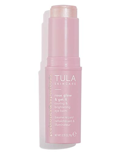 TULA Skin Care Rose Glow & Get It Cooling & Brightening Eye Balm | Dark Circle Under Eye Treatment, Instantly Hydrate and Brighten Undereye Area, Perfect to Use On-the-go | 0.35 oz. TULA