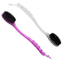Iconikal Long-Handled Back Bath Brush Scrubber with Charcoal Infused Bristles, Clear and Purple, 2-Pack Iconikal