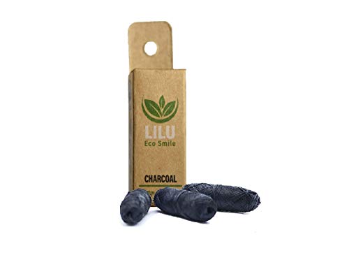 Organic Vegan Bamboo Charcoal Dental Floss X 3 Refill Pack by LILU | with Tea Tree and Peppermint Essential Oils | 3 X 100ft 33m Naturally Waxed | Eco-Friendly Zero Waste lilu