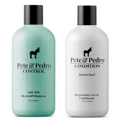Pete and Pedro CONTROL and Conditon Combo | Extra-Strength Dandruff & Anti-Itch Medicated Coal Tar Peppermint Shampoo PLUS Restorative Peppermint Conditioner {Featured on Shark Tank} Pete & Pedro