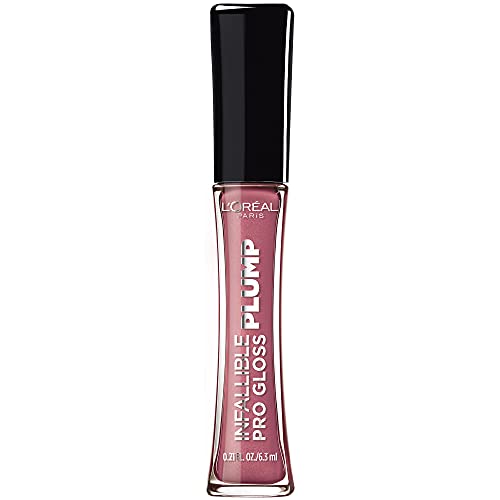 L'Oreal Paris Infallible Pro Gloss Plump Lip Gloss with Hyaluronic Acid, Long Lasting Plumping Shine, Lips Look Instantly Fuller and More Plump, Mauve Glow , 0.21 fl. oz. L'Oreal Paris