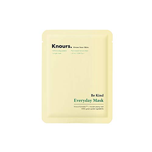 Knours Be Kind Everyday Mask (1ct) | 99% Natural Ingredients Hydrating + Soothing + Revitalizing + Relaxing Effect Facial Nourishing Sheet Mask (EWG Verified Clean Beauty) KNOURS. KNOW YOUR SKIN. PERIOD.