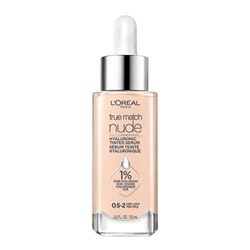L'Oreal Paris True Match Nude Hyaluronic Tinted Serum The 1st Tinted serum with 1% Hyaluronic acid Instantly skin looks brighter, even and feels hydrated Makeup + Skincare, Very Light 0.5-2, 1 fl. oz. L'Oreal Paris