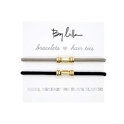 By Lilla Barre Elastic Hair Ties and Bracelets | Set of Two Hair Tie-Bracelets | Hair Accessories for Women | No Crease Hair Ties & Women’s Bracelets | Gold (Black/Starfish) By Lilla