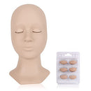 LASHVIEW Lash Mannequin Head,Replaced Eyelids Mannequin Head, For Lash Extension Practice, with 4 Pairs Replaced Eyelids, Makeup Soft-Touch Rubber Practice Head, Natural Skin Color LASHVIEW