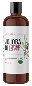 Jojoba Oil, USDA Certified Organic, 100% Pure, Cold Pressed, Unrefined. Revitalizes Hair & Gives Skin a Radiant Youthful Look. Great treatment for Face, Lips, Cuticles, Stretch Marks (16oz (473ml)) Kate Blanc Cosmetics Store