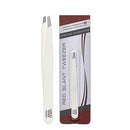 Regine Switzerland Slant Tweezer - Handmade in Switzerland - Professional Eyebrow & Facial Hair Remover - Etched Interior Grabs Hair from The Root - Perfectly Aligned Tips - Stainless Steel, White Regine Switzerland