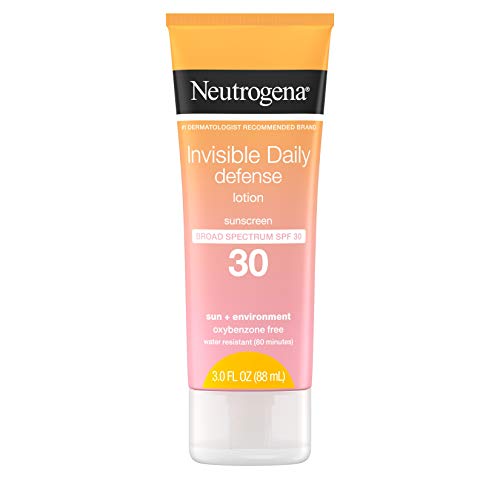 Neutrogena Invisible Daily Defense Sunscreen Lotion, Broad Spectrum SPF 30, Oxybenzone-Free & Water-Resistant, Sun & Environmental Aggressor Protection, Antioxidant Complex, 3.0 fl. oz Neutrogena