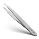 By MILLY Pointed Tweezers - Hammer Forged 100% German Steel, Point-Tip Precision Tweezers for Ingrown Hair, Eyebrows, Facial Hair, Splinters, Glass Removal - Perfectly Aligned, Hand-Filed - Silver By MILLY