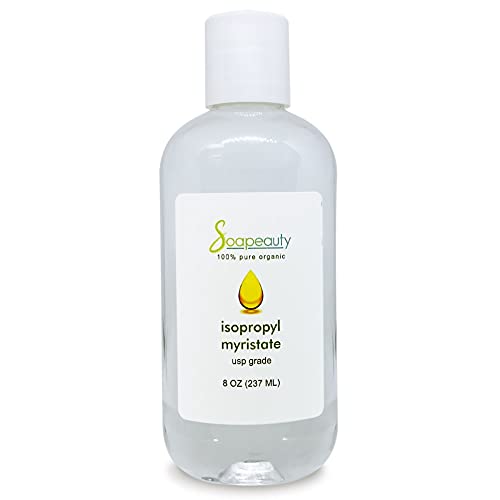 ISOPROPYL Myristate Cosmetic Grade for Soap Making, Fragrances, Shampoo, Creams & Lotion, Makeup & Adhesive Remover, Antiperspirants & Deodorants | Sizes 2OZ to 7 LBS | (8 OZ) Soapeauty