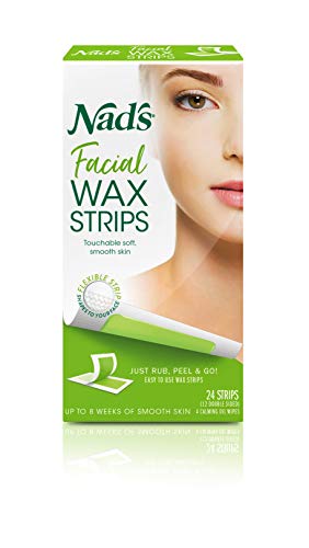 Nad's Facial Wax Strips, Fragrance free, 24 Count (Pack of 2) Nad's