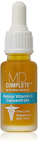 MD Complete Retinol Vitamin C Concentrate Serum | Anti-Aging High Potency Vitamin C Serum | with Retinol, Vitamins C & E, Omega 3-6 & 9, Fruit Seed Extracts 0.5fl oz MD Complete by Dr. Brian Zelickson