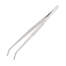 FYBREX 8 inches Stainless Steel Tweezers Curved Tips, All-purpose Forceps Professional Tweezers Tongs with Comfortable Ridged Handle for Beauty Crafting Cooking Repairing and General Purpose Comfecto